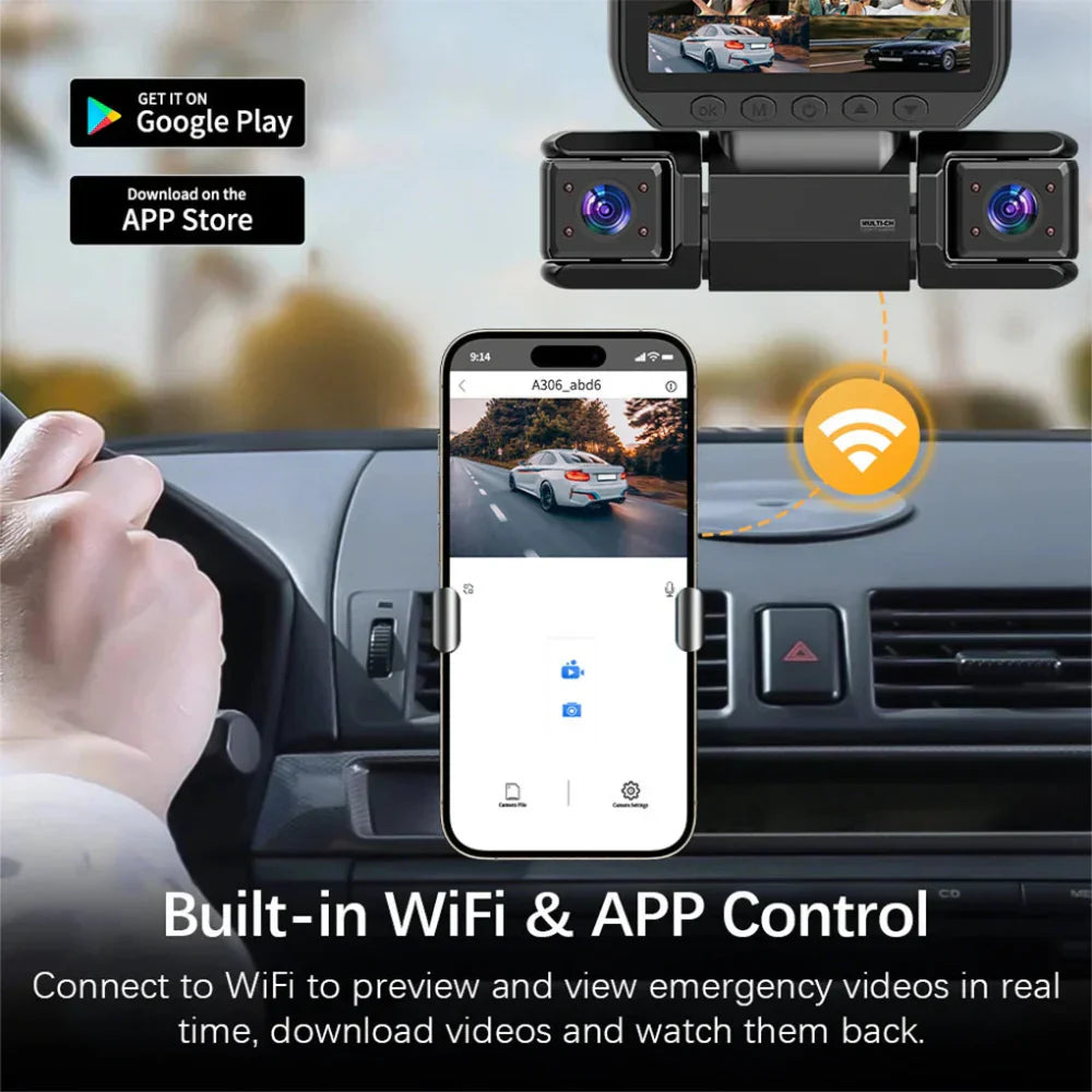 360-Degree 4-Camera Dashcam System with Wifi