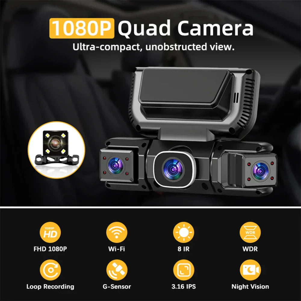 360-Degree 4-Camera Dashcam System with Wifi