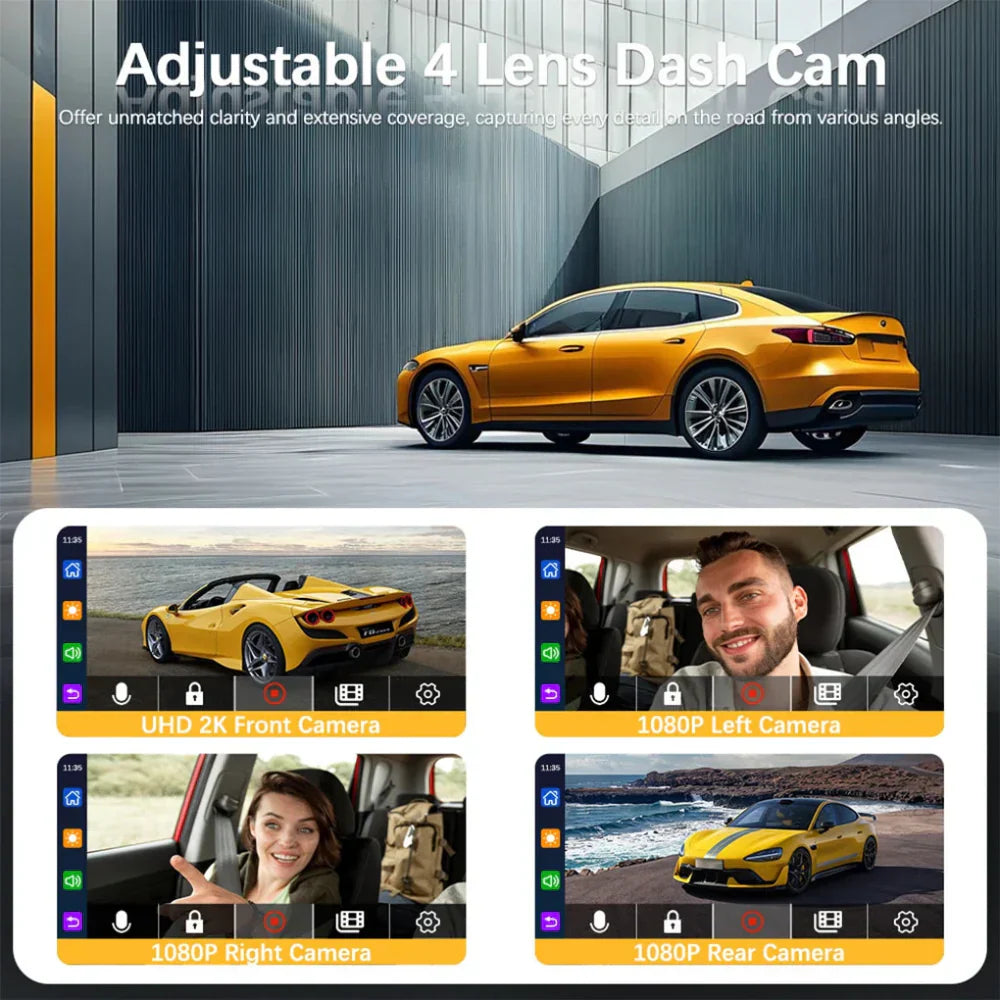 360-Degree 4-Camera Dashcam System with Wifi