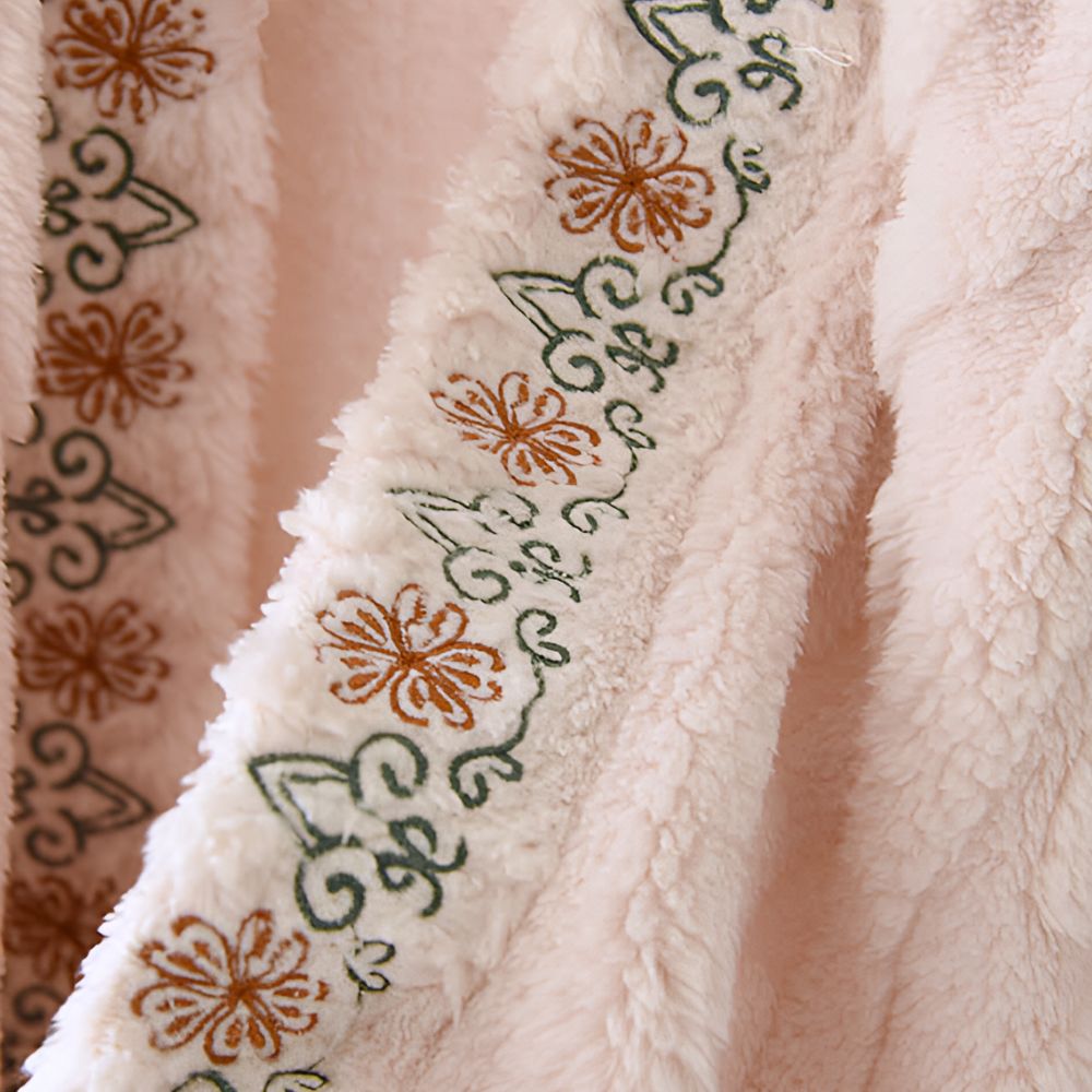 Embroidered Microfiber Fleece Shawl Wrap