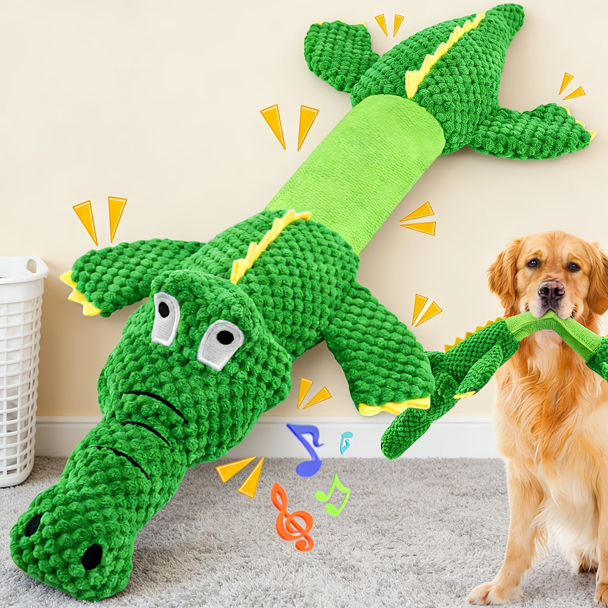 Durable Crocodile Dog Toy with Squeaker for Interactive Play