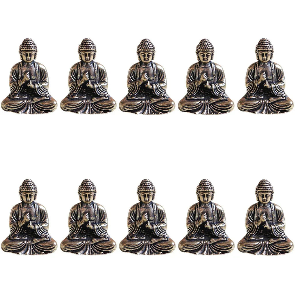 Miniature Brass Buddha Statues Set for Travel and Home Office Decor