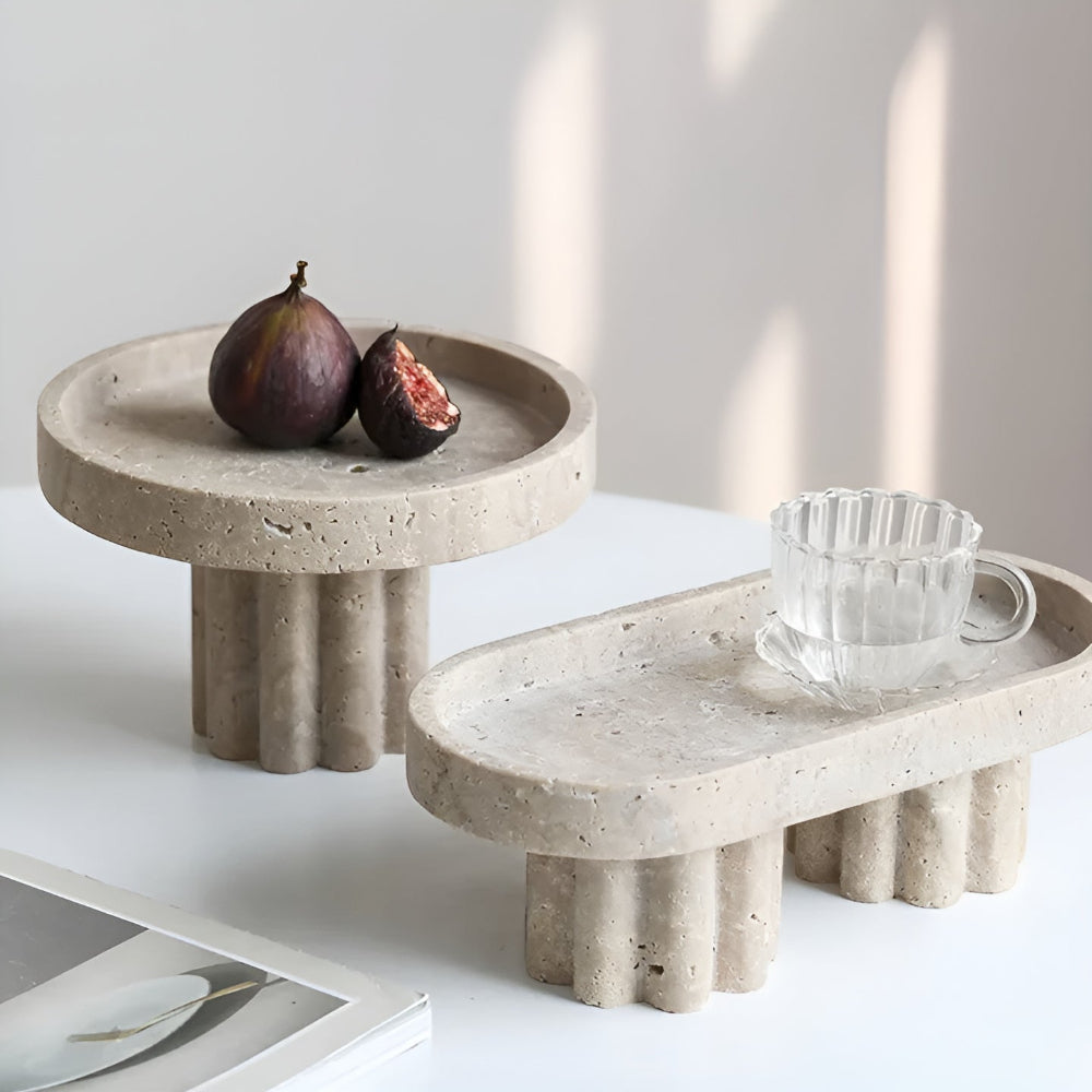 Natural Beige Travertine Jewelry Tray