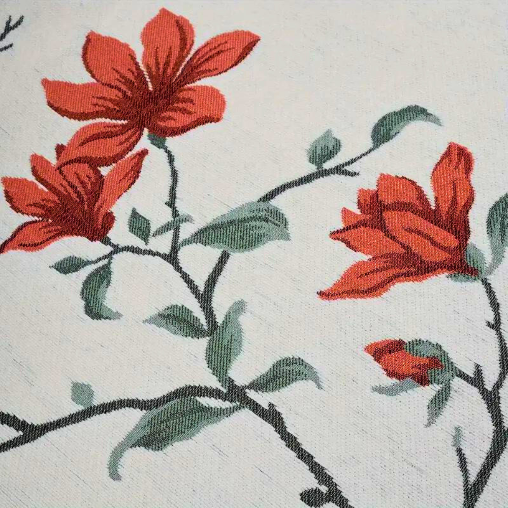 Vintage Floral Chenille Sofa Protector with Tassels