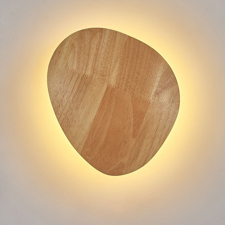 Modern Minimalist Round Oval Wood LED Wall Light Lamp