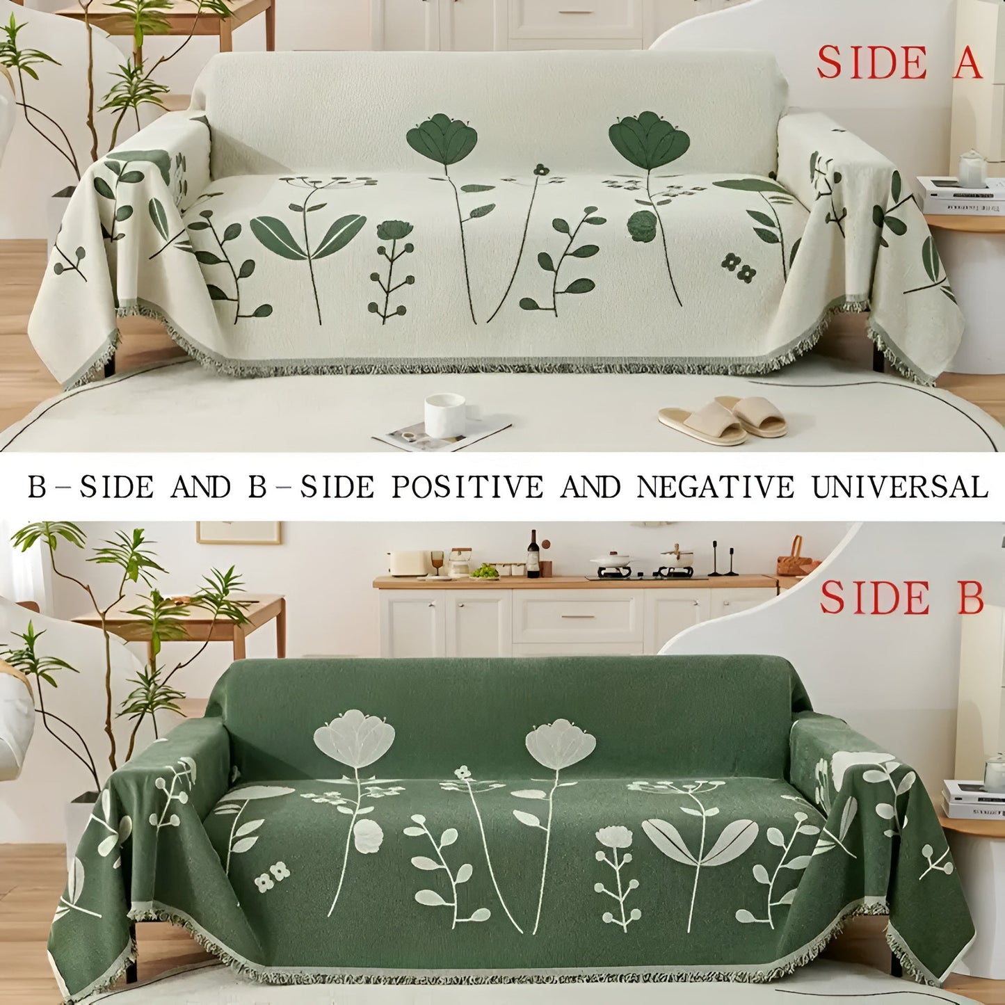 Reversible Floral Microfiber Sofa Cover