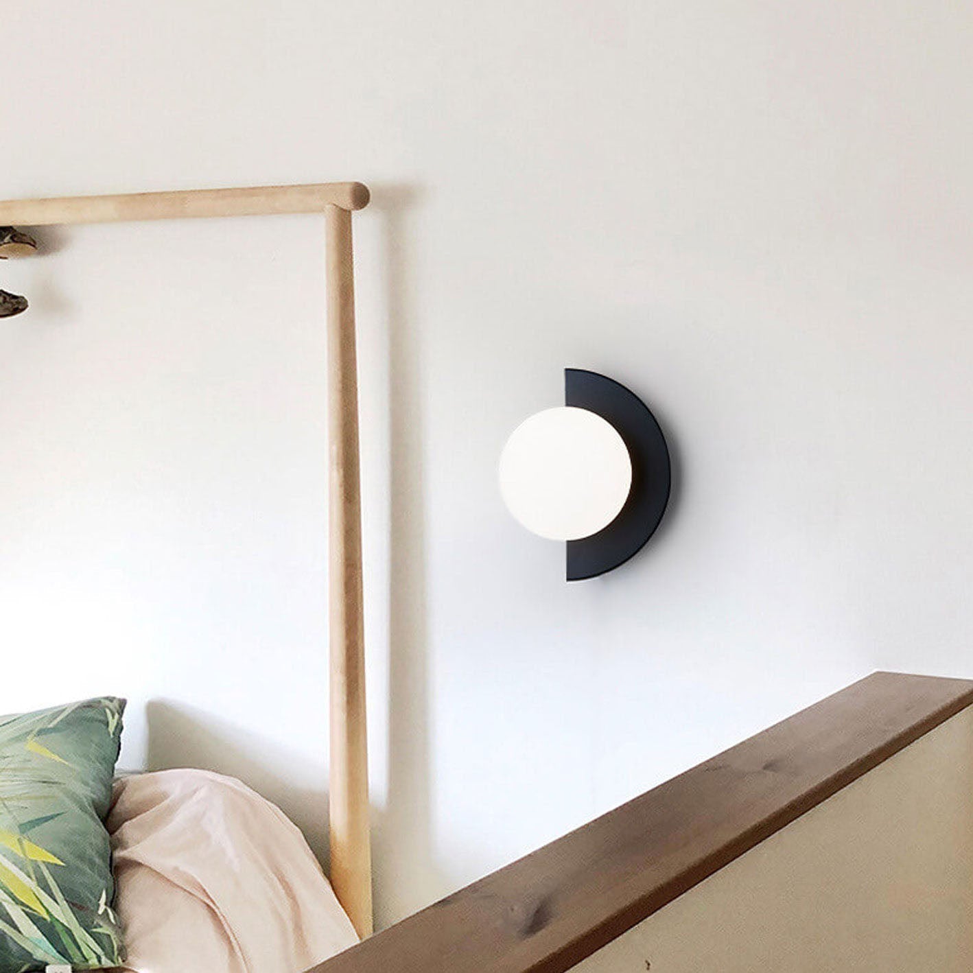 Modern Minimalist Glass Globe Wall Sconce with Semi-Circle Base