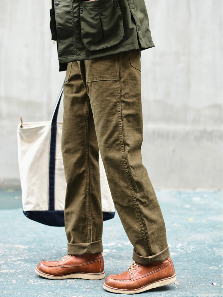 Men's Casual Straight Pants with Adjustable Waist