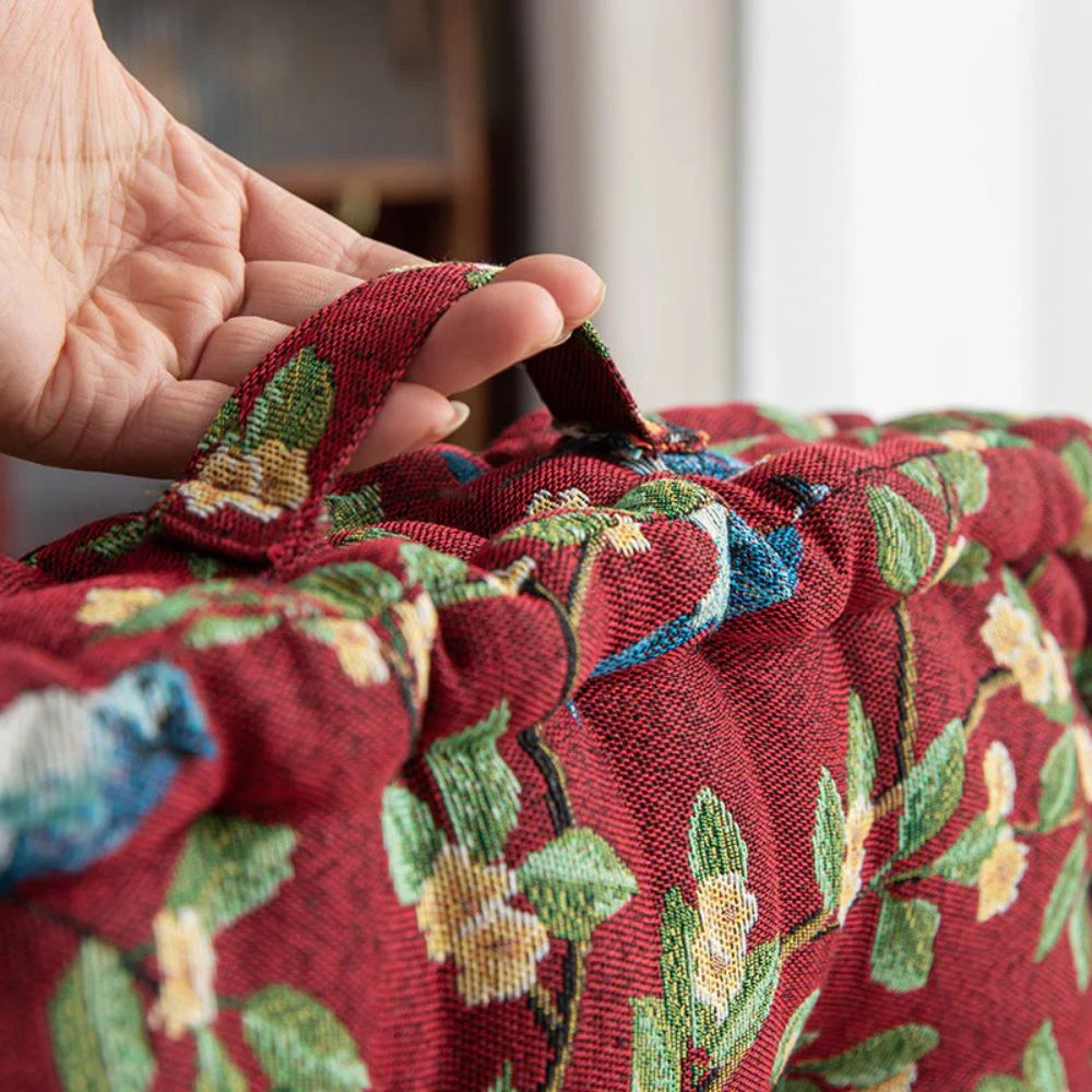 Whimsical Bird and Leaf Outdoor Cushion