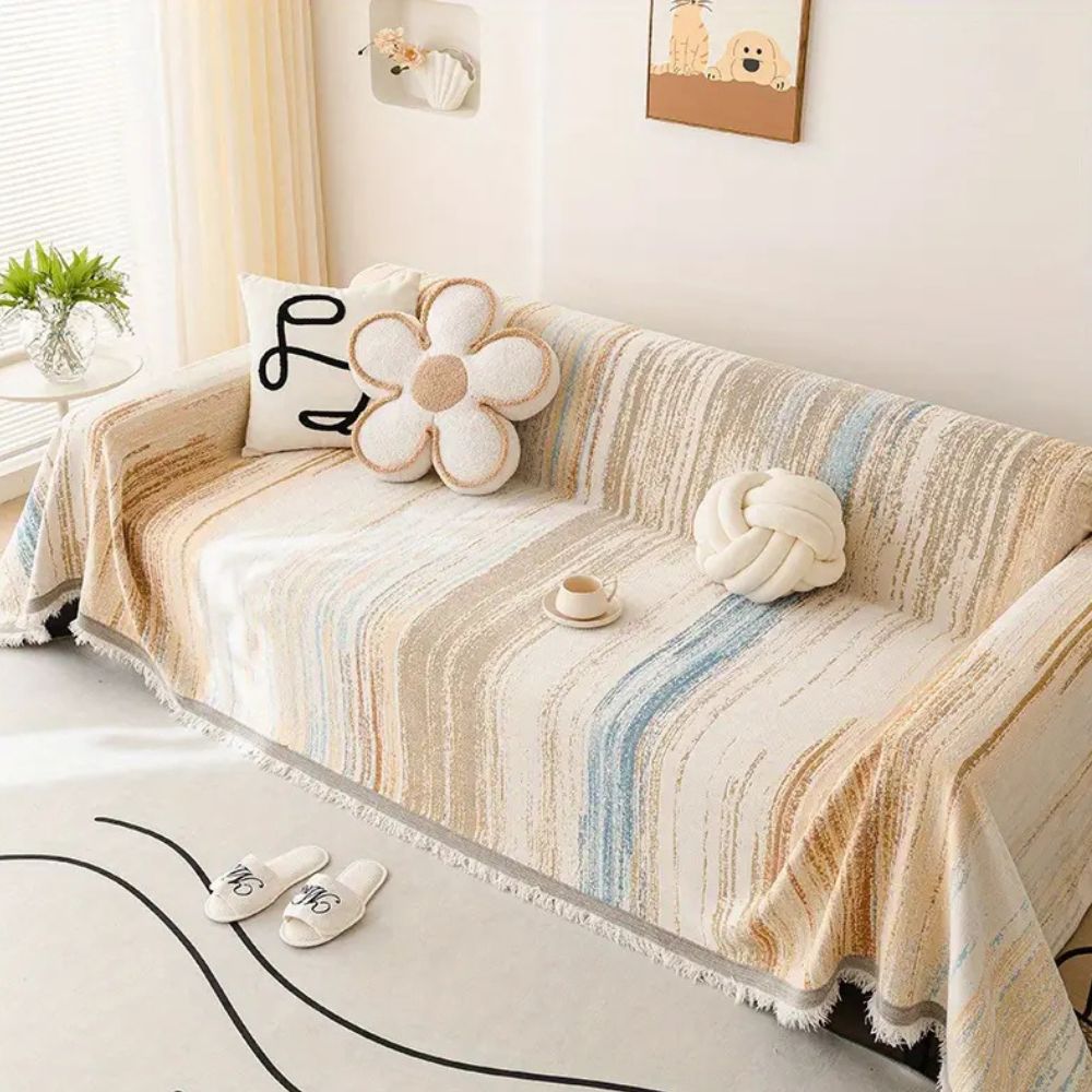 Premium Chenille Striped Sofa Cover