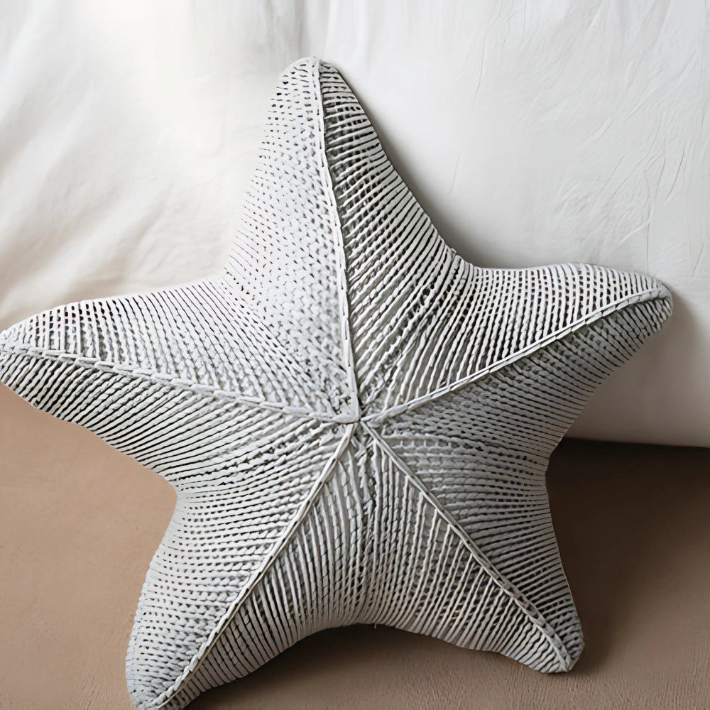 Hand-Knitted Starfish Cushion for Coastal Decor