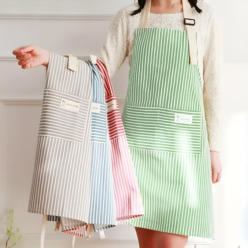Striped Cotton-Linen Apron in Vibrant Colors