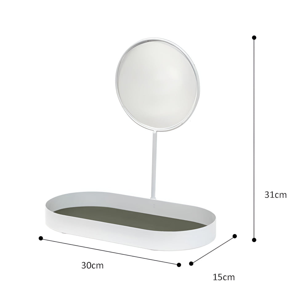 Modern Metal Beauty Organizer Tray with Removable Mirror