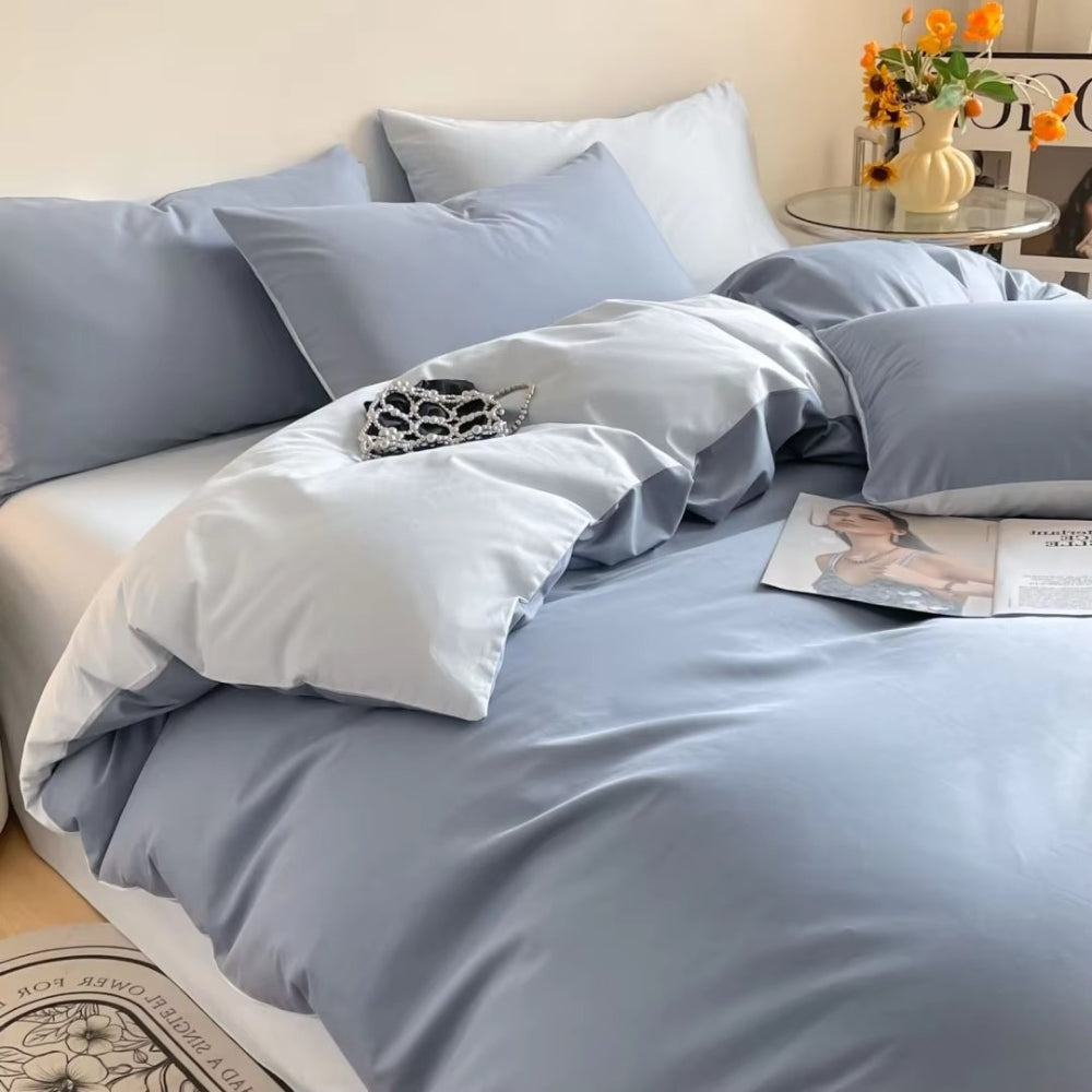 Cotton Duvet Cover Set with Zipper Closure and Pillowcases