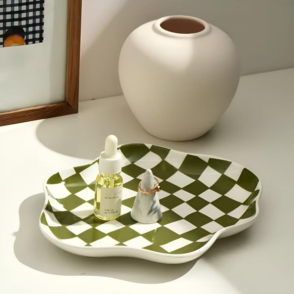 Checkered Ceramic Decorative Plate