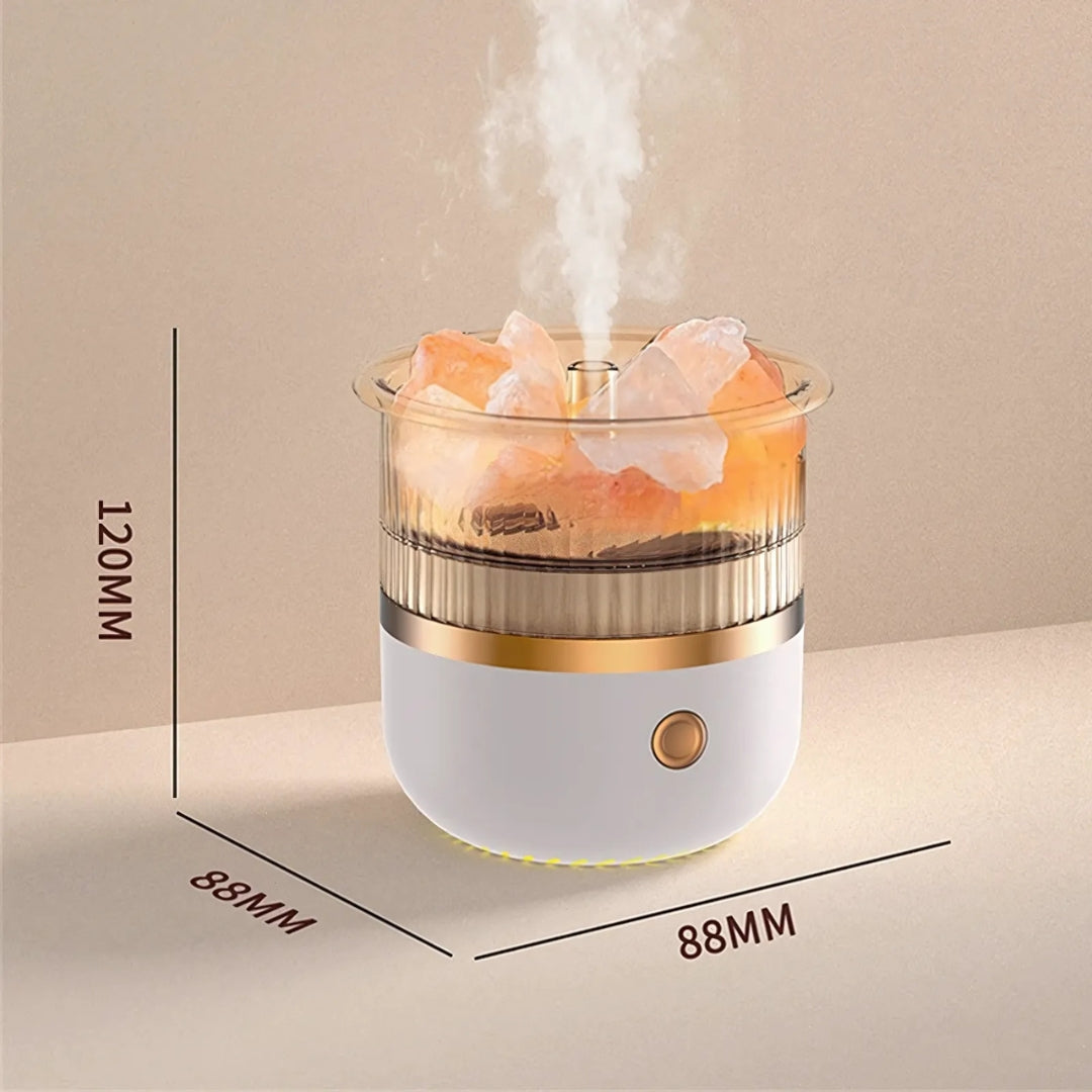 Crystal Salt Humidifier USB Aroma Diffuser with Night Light and Air Purifier