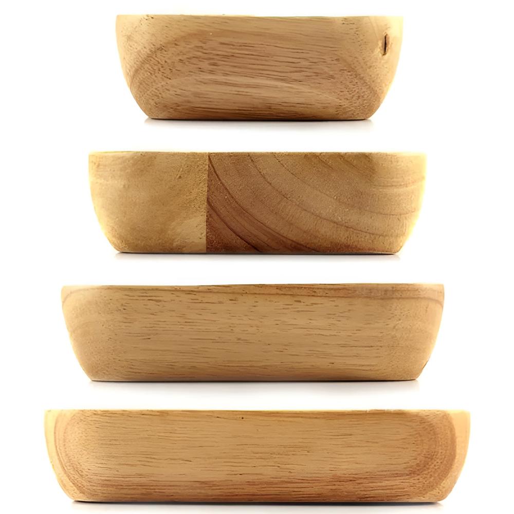 Natural Rubber Wood Square Serving Bowl