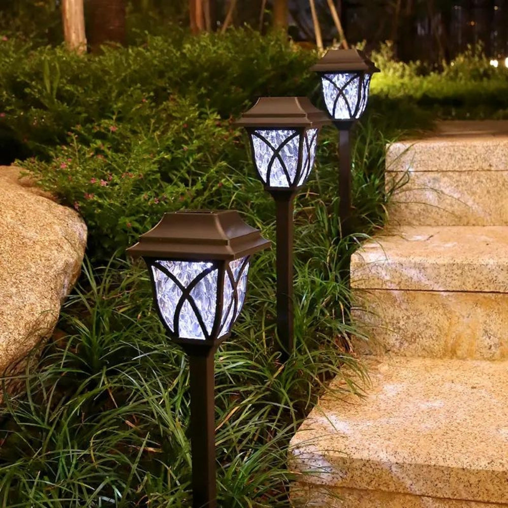 Solar-Powered Elegant Garden Lanterns with Crystal Accents