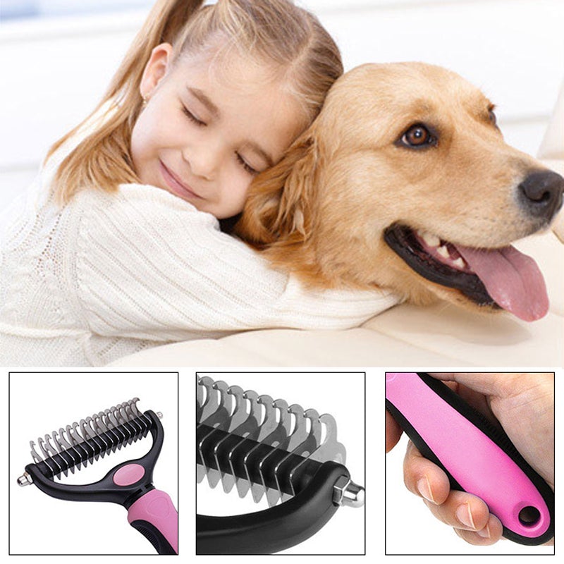 Pet Grooming Brush for Dogs and Cats with Stainless Steel Blade