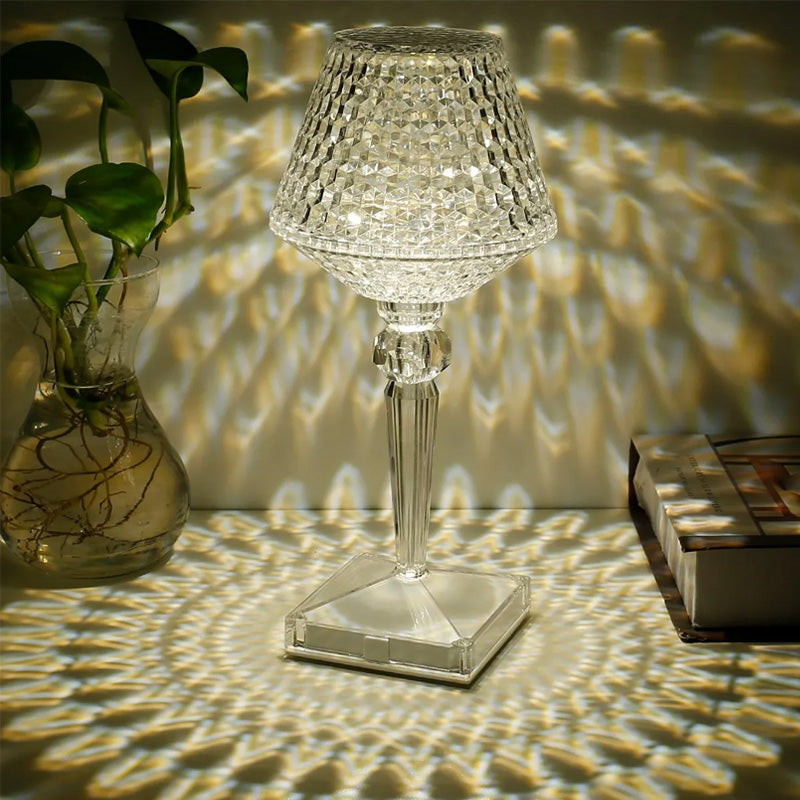 Rechargeable Crystal Table Lamp with Touch Dimming