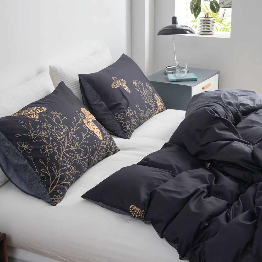 Midnight Butterfly Duvet Cover Set with Pillowcases