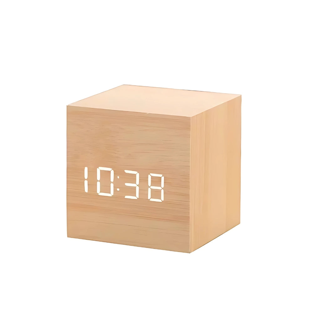 Modern Cube LED Alarm Clock with Temperature Display