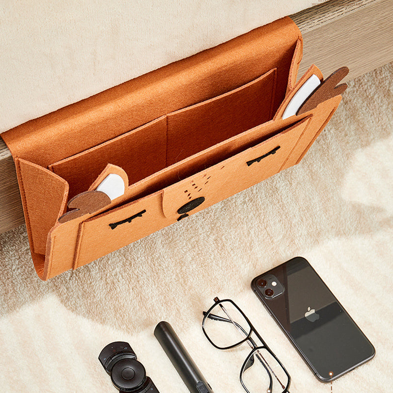 Hanging Felt Nightstand Storage Caddy with Large Pockets