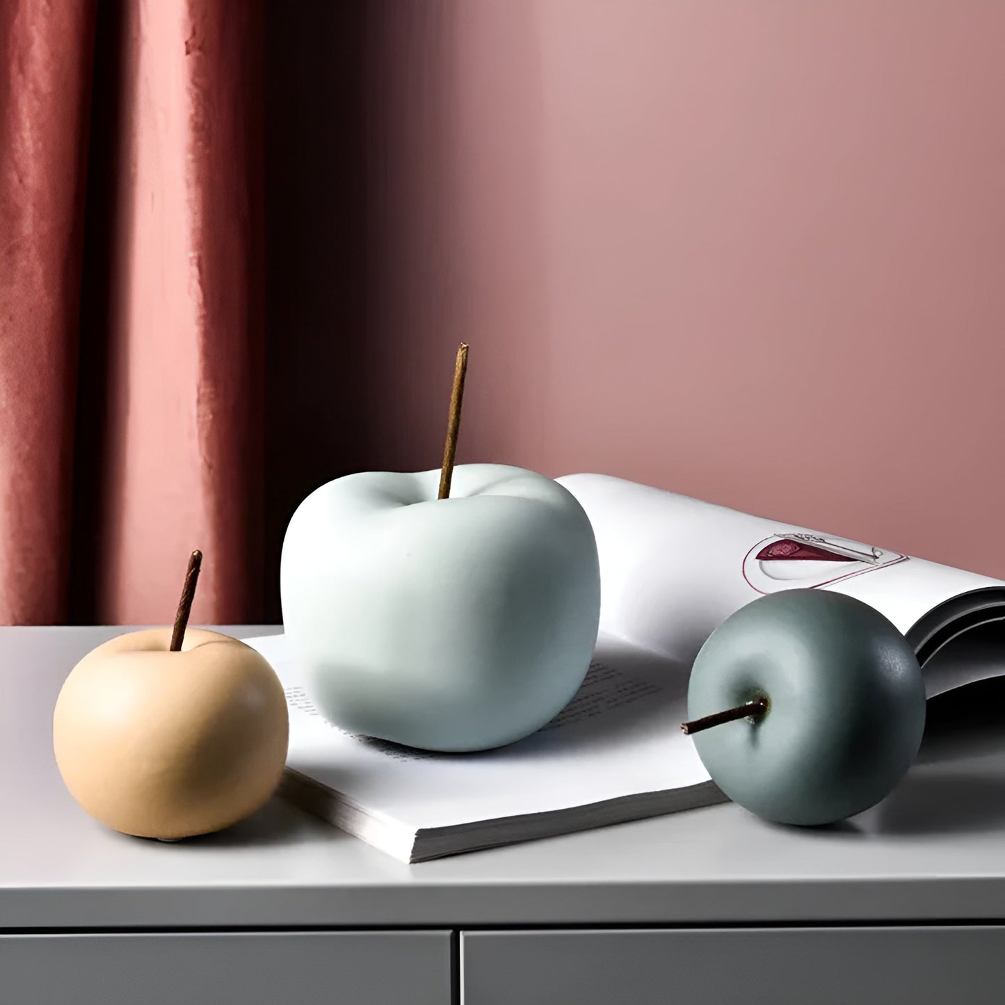 Pastel Apple Ceramic Ornament for Home Decor
