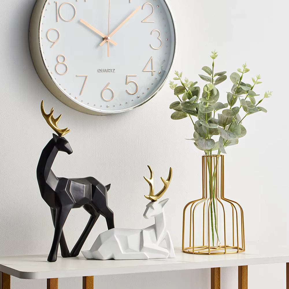 Geometric Resin Deer Figurine for Modern Home Decor