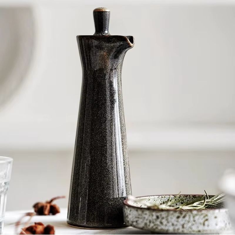Ceramic Drip-Free Oil Dispenser for Kitchen and Table