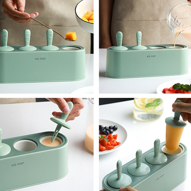Silicone Ice Cream Popsicle Mold Set with Catch Tray