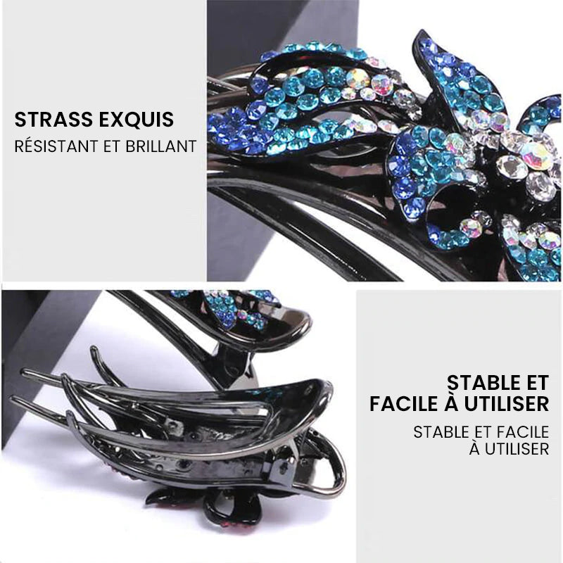Double Flower Rhinestone Hairpin for Elegant Hairstyles