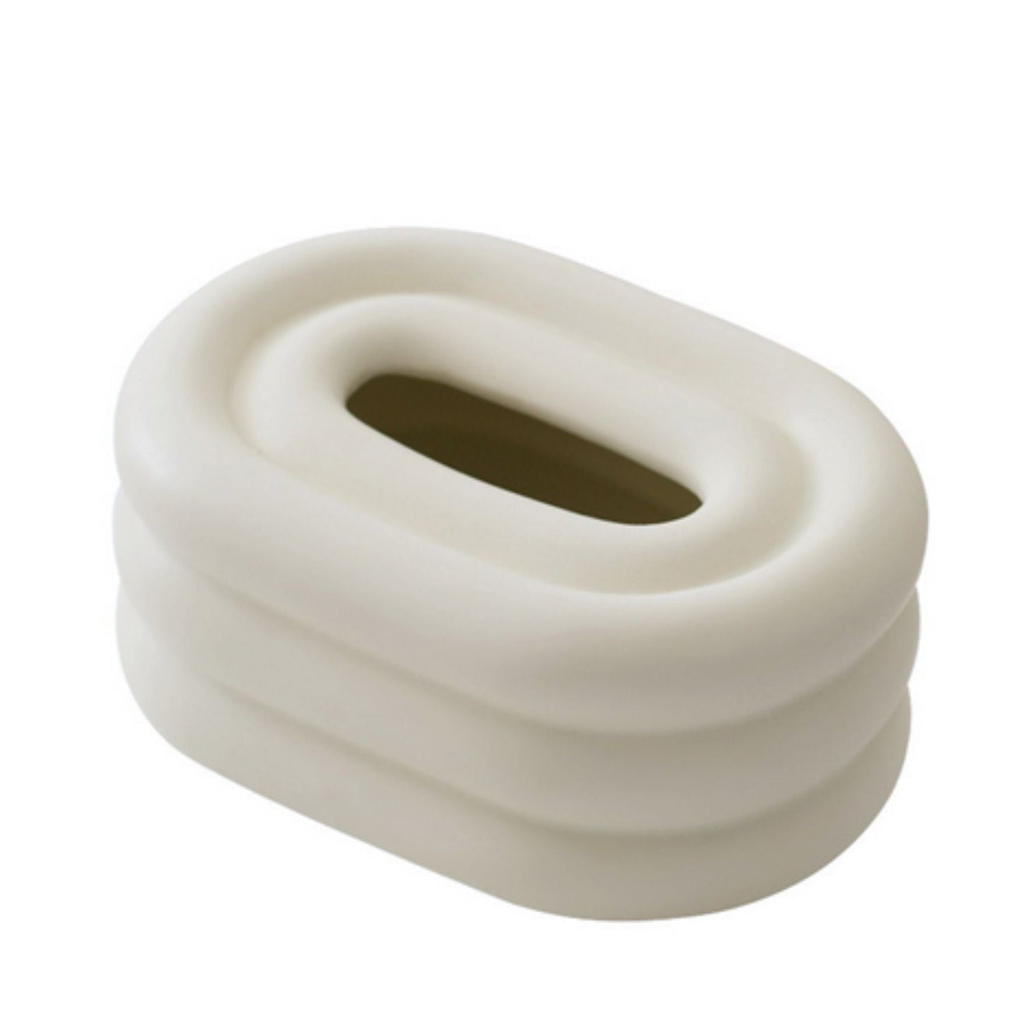 Lustre Ceramic Tissue Box with Wind Ring Design