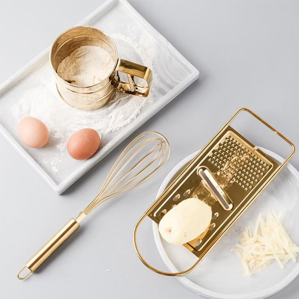 Golden Stainless Steel Grater with Three Grating Surfaces