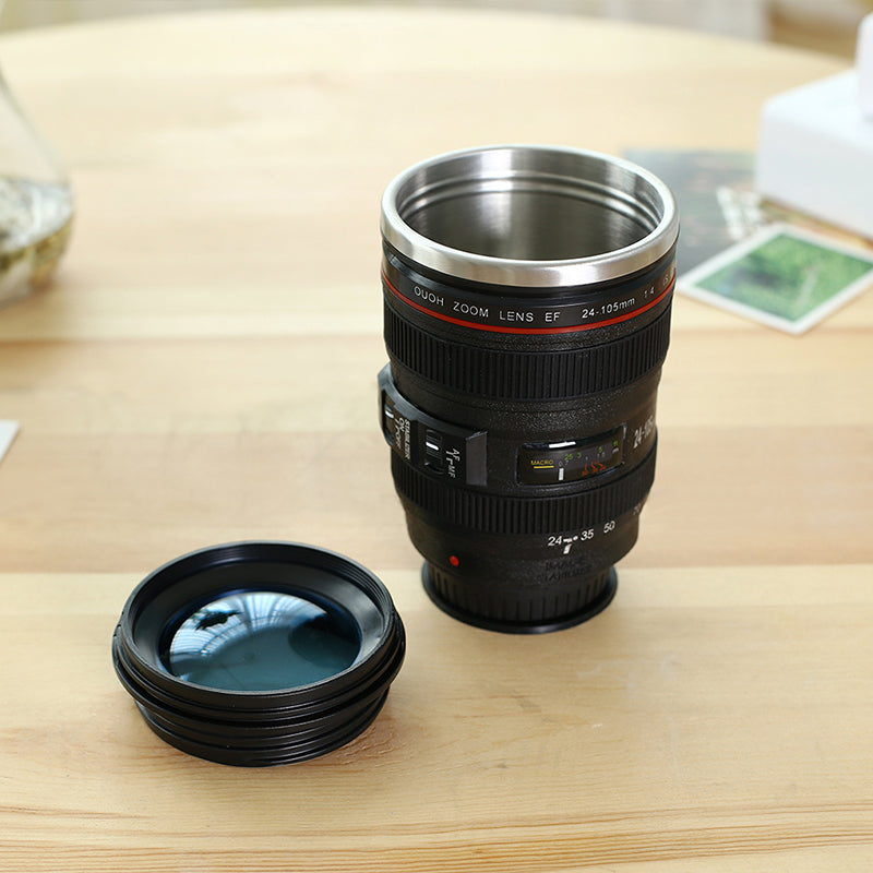 Camera Lens Coffee Mug Insulated Travel Cup for Photographers
