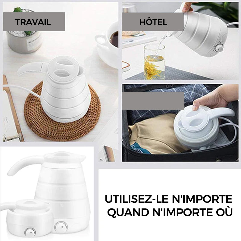 Portable Foldable Silicone Travel Kettle with Universal Plug