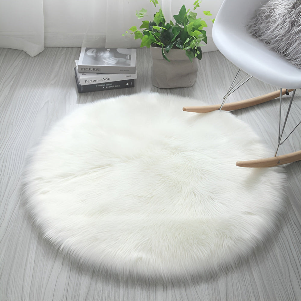 Fluffy Round Plush Area Rug with Non-Slip Backing