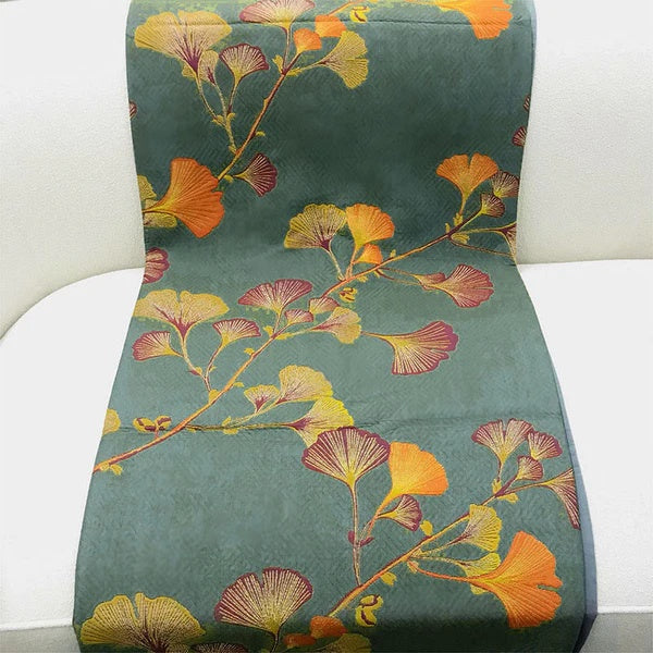Reversible Jacquard Floral Ginkgo Leaves Coverlet