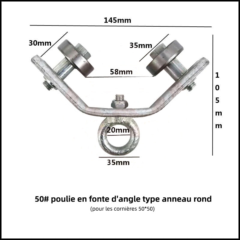 Adjustable Angle Iron Pulley with Safety Clamp