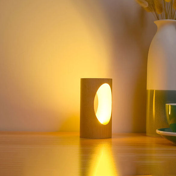 Wooden Rectangular LED Table Lamp with USB Power