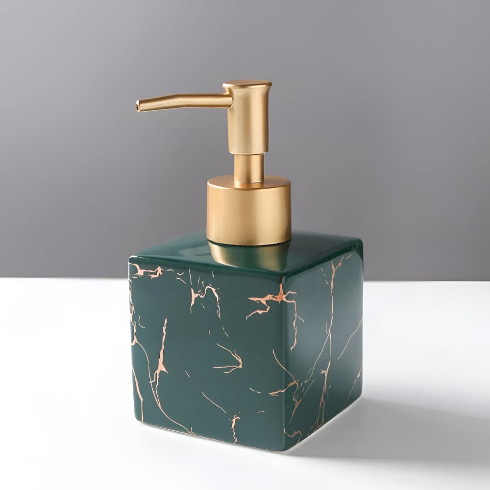 Marble Ceramic Soap Dispenser with Gold Pump