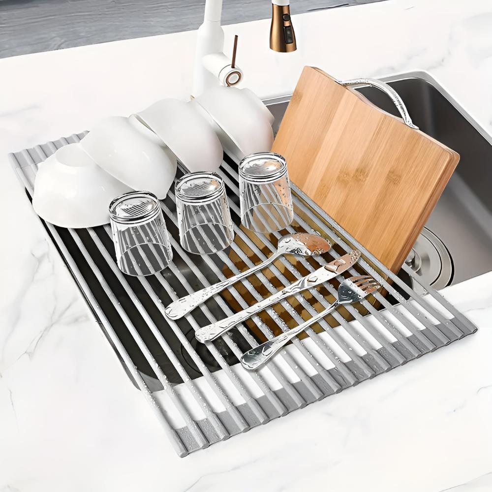 Stainless Steel Roll-Up Dish Drying Rack