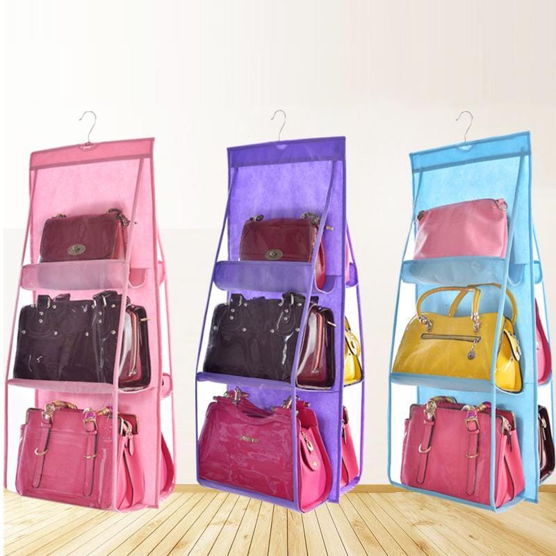 Double-Sided Foldable Wardrobe Organizer with Transparent Pockets