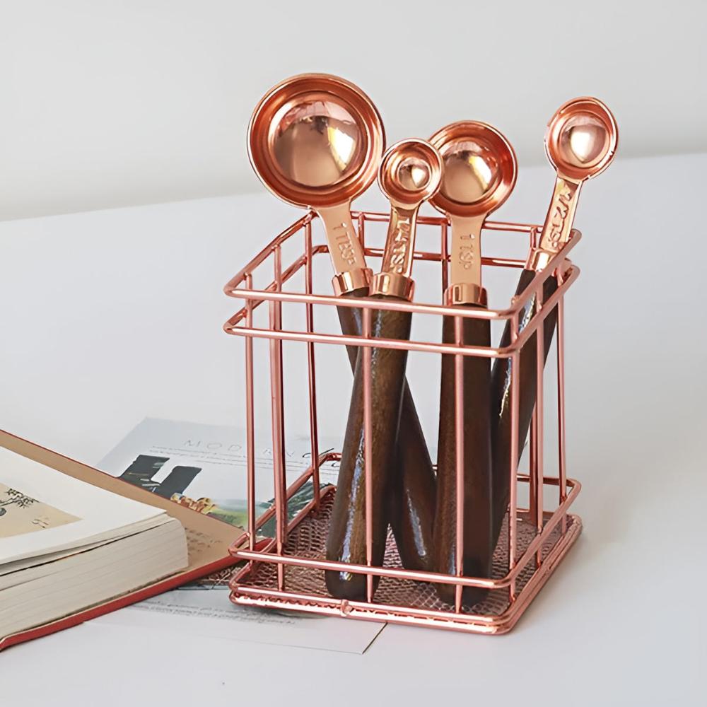 Copper-Plated Stainless Steel Measuring Cups and Spoons Set
