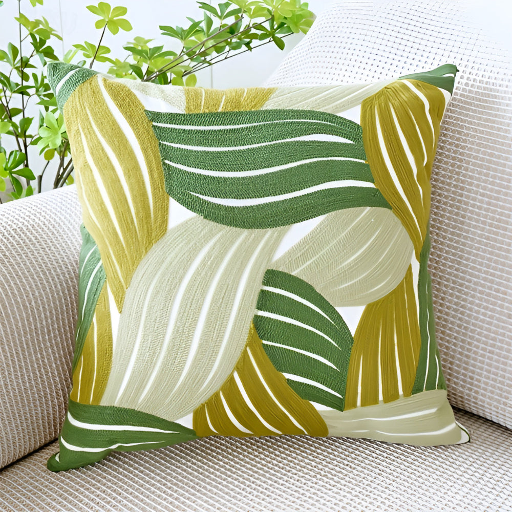 Leaf Pattern Microfiber Cushion Cover
