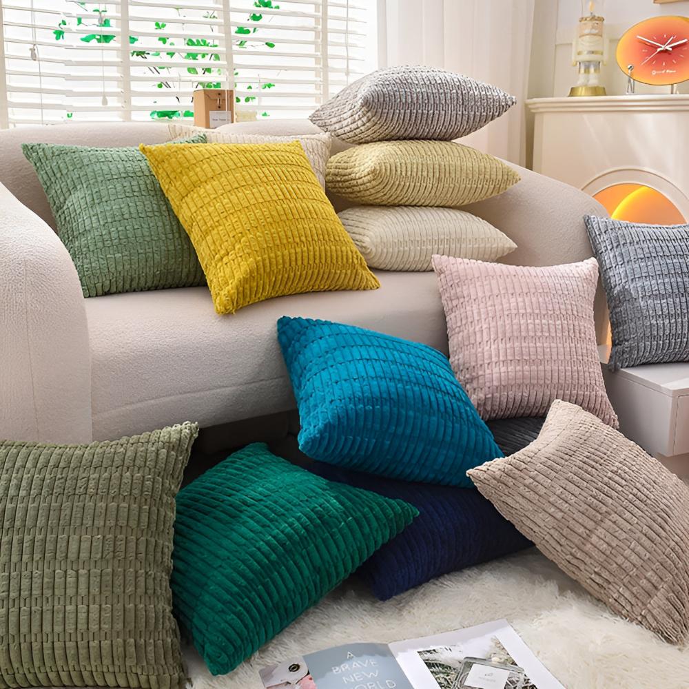 Plush Ridged Polyester Cushion Covers