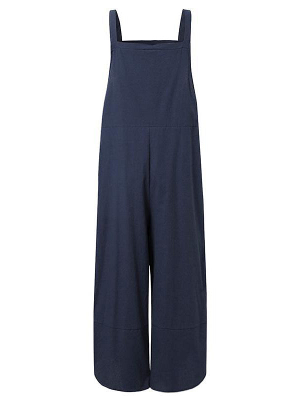 Sleeveless Buttoned Women's Casual Jumpsuit with Pockets