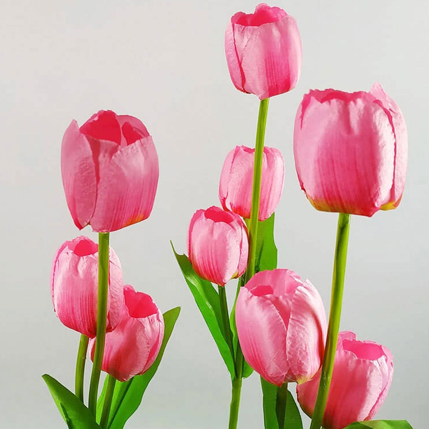 Solar LED Tulip Flower Garden Light Stake - Pink & Green