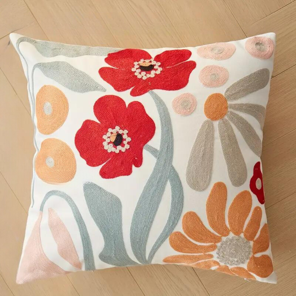 Plant Flower Patterned Microfiber Cotton Cushion Cover