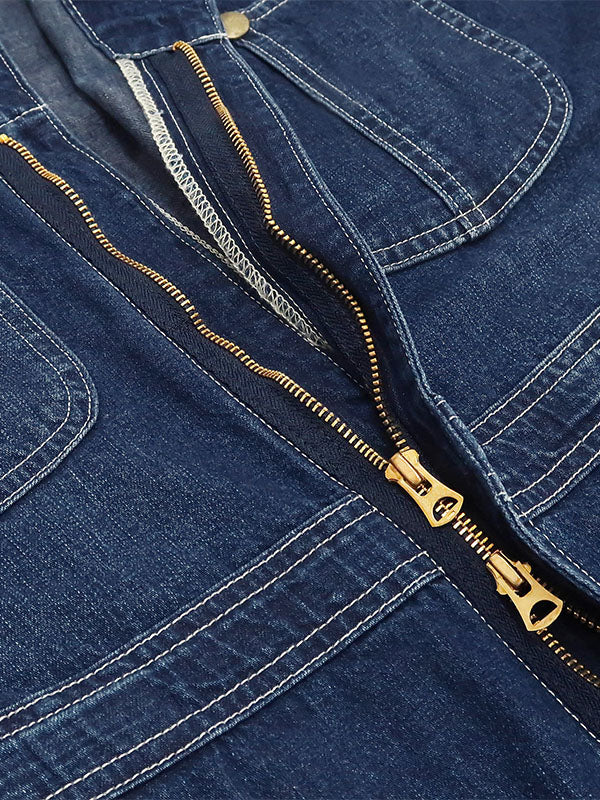 Relaxed Fit 100% Cotton Denim Coveralls with Zip Closure